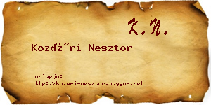 Kozári Nesztor névjegykártya